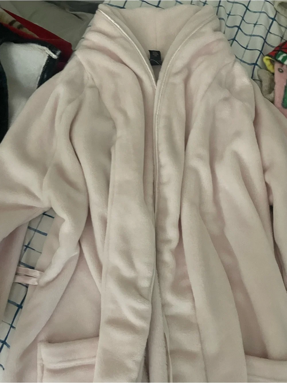 Victoria's Secret‎ Light Pink Plush Hooded Robe with Embroidered Back